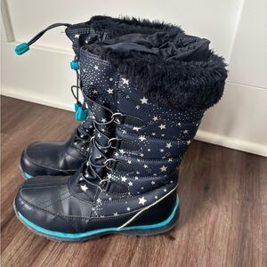Lands' End Starry Navy Blue Kids Boots size 4